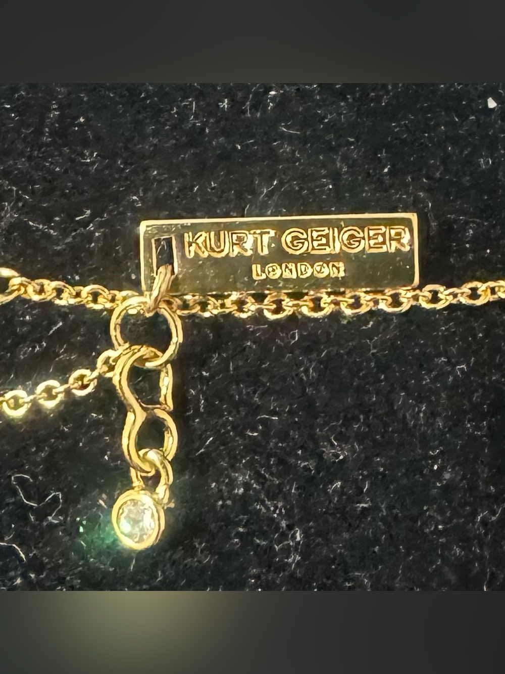 Kurt Geiger Gold Crystal Lariat Necklace - Picture 3 of 3